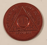 Vintage AA Alcoholic Anonymous To Thine Own Self Be True 1 Month Red Metal Recovery Token Chip