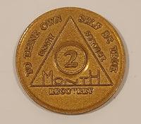 Vintage AA Alcoholics Anonymous To Thine Own Self Be True 2 Months Gold Tone Metal Recovery Token Chip