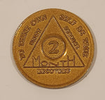 Vintage AA Alcoholics Anonymous To Thine Own Self Be True 2 Months Gold Tone Metal Recovery Token Chip