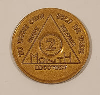 Vintage AA Alcoholics Anonymous To Thine Own Self Be True 2 Months Gold Tone Metal Recovery Token Chip