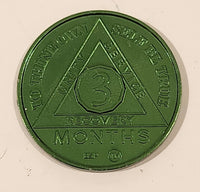 Vintage AA Alcoholics Anonymous To Thine Own Self Be True 3 Months Green Metal Recovery Token Chip