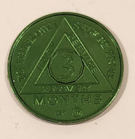 Vintage AA Alcoholics Anonymous To Thine Own Self Be True 3 Months Green Metal Recovery Token Chip