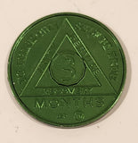 Vintage AA Alcoholics Anonymous To Thine Own Self Be True 3 Months Green Metal Recovery Token Chip