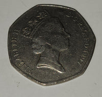 1997 Great Britain Queen Elizabeth II Fifty Pence 50p Metal Coin