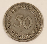 1949 West Germany Bank Deutscher Lander 50 Pfenning Metal Coin