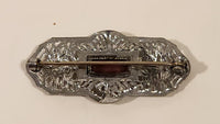 Antique Edwardian Amethyst Chromium Silver Filigree Brooch Pin