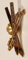 Avon Skis and Ski Poles Rhinestone and Gold Tone Metal Brooch Pin