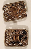 Vintage Basket Weave Rectangle Sterling Silver Cufflinks