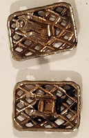 Vintage Basket Weave Rectangle Sterling Silver Cufflinks