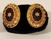 Vintage Starburst Oval Shaped Gold Tone Cufflinks