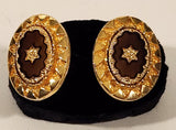 Vintage Starburst Oval Shaped Gold Tone Cufflinks