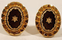 Vintage Starburst Oval Shaped Gold Tone Cufflinks