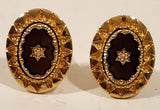 Vintage Starburst Oval Shaped Gold Tone Cufflinks