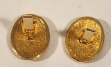 Vintage Starburst Oval Shaped Gold Tone Cufflinks