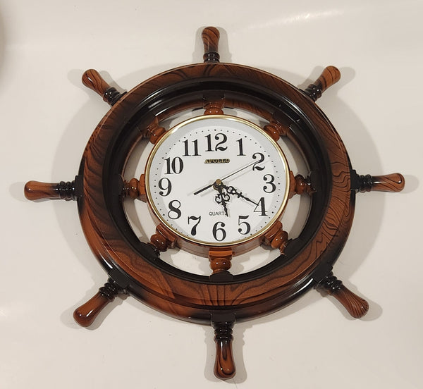 Rare Apollo Captain's Ships Wheel 18 1/2" Hard Plastic Quartz Wall Clock