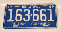 1969 Beautiful British Columbia Light Blue with White Letters Vehicle License Plate Tag 163 661