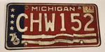 1976 Michigan Bicentennial Red White and Blue American Vehicle License Plate Tag CHW152