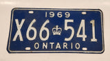 1969 Ontario Blue with White Letters Vehicle License Plate X66 541