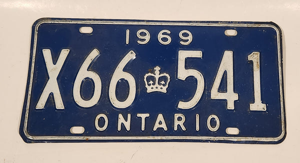 1969 Ontario Blue with White Letters Vehicle License Plate X66 541