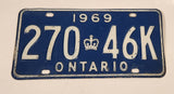 1969 Ontario Blue with White Letters Vehicle License Plate 270 46K