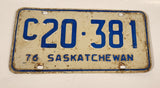 Vintage 1976 Saskatchewan Commercial Vehicle Blue On White Vehicle License Plate Metal Tag 20 381