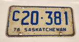 Vintage 1976 Saskatchewan Commercial Vehicle Blue On White Vehicle License Plate Metal Tag 20 381