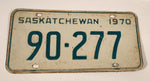 Vintage 1970 Saskatchewan Green Lettering White Vehicle License Plate Metal Tag 90 277