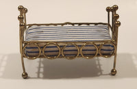 Vintage Doll Bed with Mattress Dollhouse Brass Miniature 3 1/2" Long