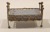 Vintage Doll Bed with Mattress Dollhouse Brass Miniature 3 1/2" Long