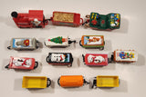 Rare Vintage Coca Cola Mexico Santa Clause Train Cars with Removeable Tops Plastic Toy Set