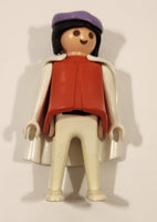 1974 Geobra PlayMobil Black Hair Female Red Top White Pants White Cape Purple Head Scarf Toy Figure