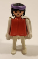 1974 Geobra PlayMobil Black Hair Female Red Top White Pants White Cape Purple Head Scarf Toy Figure