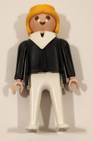 1974 Geobra PlayMobil Blonde Male Black Shirt White Pants Toy Figure