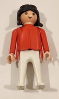 1974 Geobra PlayMobil Black Hair Female Red Top White Pants Toy Figure