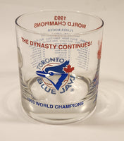 Very Rare 1993 AMK Souvenirs MLB Toronto Blue Jays 1993 World Champions The Dynasty Continues Team Roster 3 1/2" Tall Glass Cup