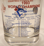 Very Rare 1993 AMK Souvenirs MLB Toronto Blue Jays 1993 World Champions The Dynasty Continues Team Roster 3 1/2" Tall Glass Cup