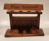 Vintage Pipe Station Wood Four Hole Pipe Stand Holder