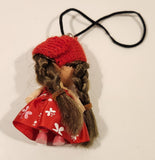 Kawaii Doll Girl in Red Dress with Rose Bow 3 1/2" Tall Toy Doll Hanging Charm