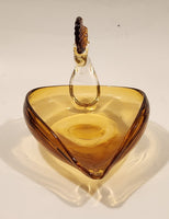 Crowned Crane Swan Bird Amber Art Glass Candy Dish