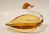 Crowned Crane Swan Bird Amber Art Glass Candy Dish