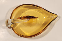 Crowned Crane Swan Bird Amber Art Glass Candy Dish