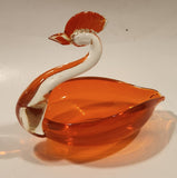 Crowned Crane Swan Bird Orange Art Glass Candy Dish