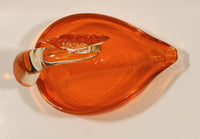 Crowned Crane Swan Bird Orange Art Glass Candy Dish