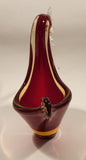 Crowned Crane Swan Bird Blood Red and Amber Art Glass Candy Dish