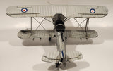 RAF Hawker Hind K5418 Airplane Silver Grey Large 11 3/4" Long Tin Metal Military Aircraft Model