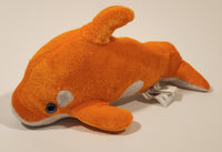 Manley Toy Direct Orange and White Dolphin 8 1/2" Long Stuffed Plush Toy