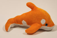 Manley Toy Direct Orange and White Dolphin 8 1/2" Long Stuffed Plush Toy