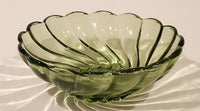 Vintage Hazel Atlas Colonial Swirl 4 3/4" Green Glass Capri Serving Bowl