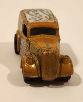 2003 Hot Wheels Boulevard Buccaneers Anglia Panel Truck Metalflake Gold Die Cast Toy Car Vehicle with Opening Hood