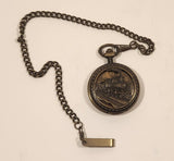 Train Locomotive Railroad Themed Bronze Pocket Watch with Japanese Movement